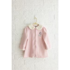 Vintage Disney Catalog Aristocats Marie Embroidered Pink Coat with White Trim XS